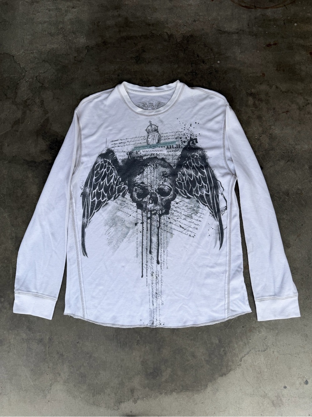 VTG NG White Skull Angel Y2K SZ L GREAT COND!